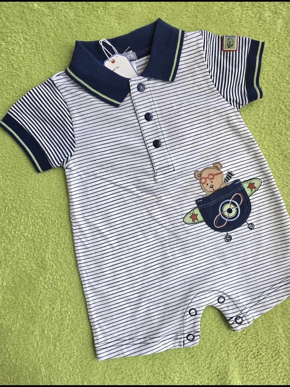NWT VINTAGE NEWBORN Baby BOYS ROMPER CREEPER LITTLE GUY ON THE GO AIRPLANE (Q1)
